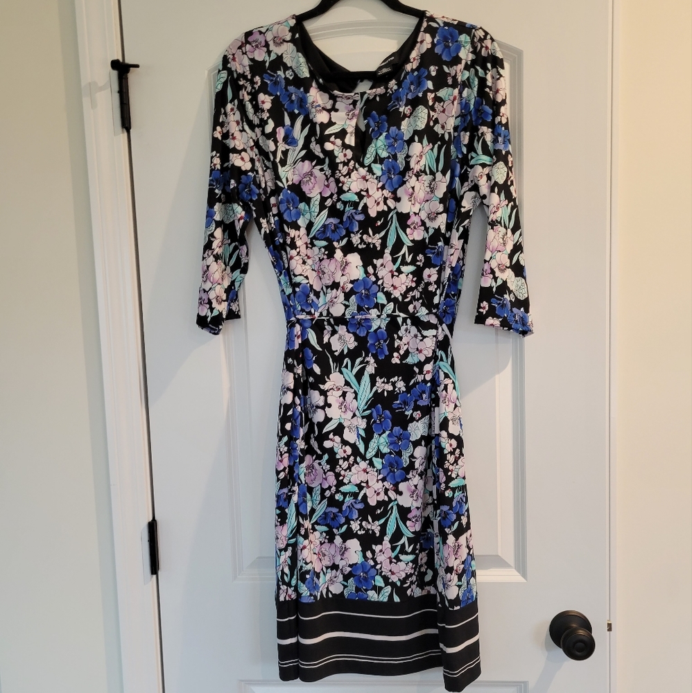 Liz Claiborne Dress Floral Print Size XL 3/4 Sleeve